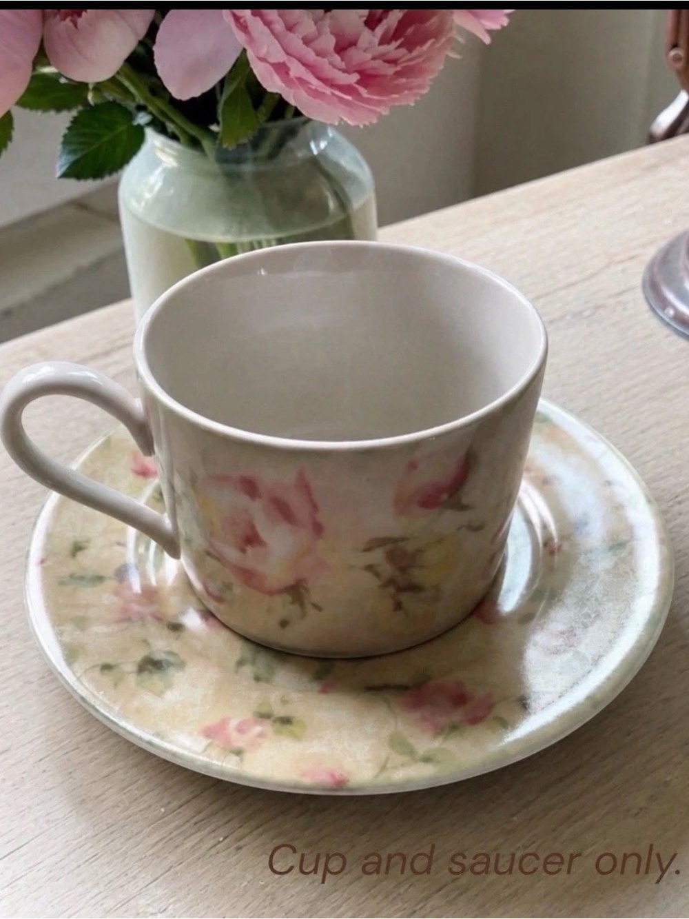 Vintage 222 Fifth Cheri Blum Pink Floral Cup Saucer Cottagecore